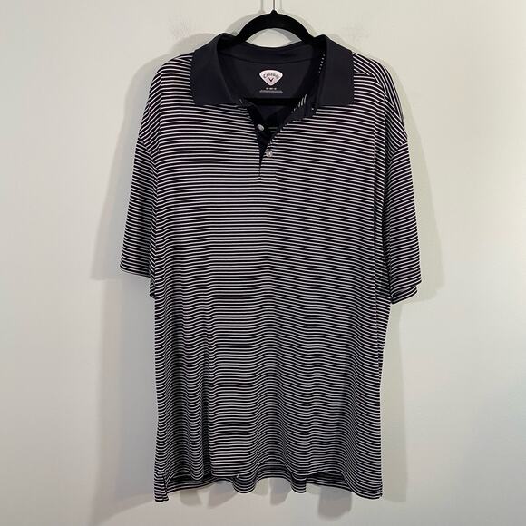 Callaway Other - Callaway Men's Black White Striped Short Sleeve Performance Polo Shirt Size 2XL